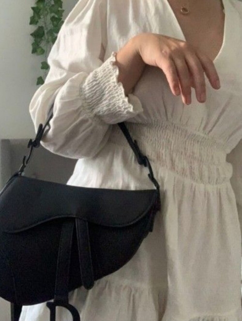 Black Saddle Shoulder Bag - Unbranded